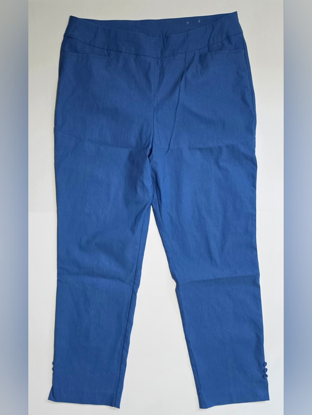 Chico's So Slimming Brigitte Button Slit Hem Ankle Pants Nikko Blue 570301419